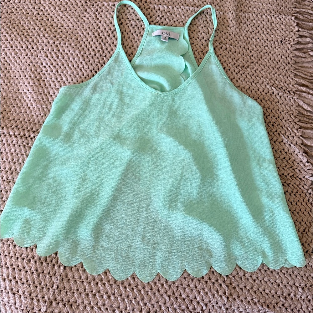 Ovi Mint Scalloped Hem Racerback Camisole